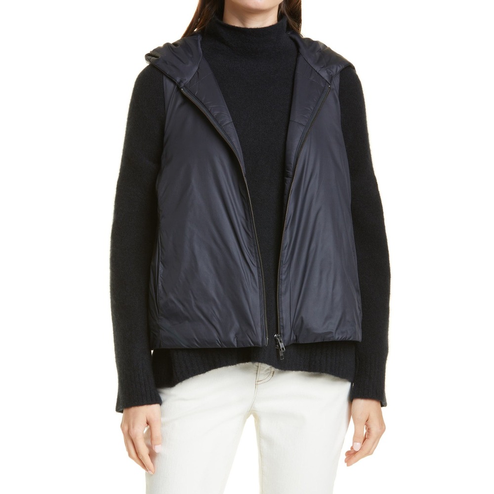 Eileen Fisher Hooded Black Puffer Vest Women's Large